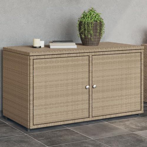 ShGaxin Armario de almacenaje de jardín ratán PE Beige 110x55x60,5 cm, Armario Exterior Escobero, Mueble Exterior Almacenaje, Armario Exterior Jardin, Muebles Jardin Exterior - 365570