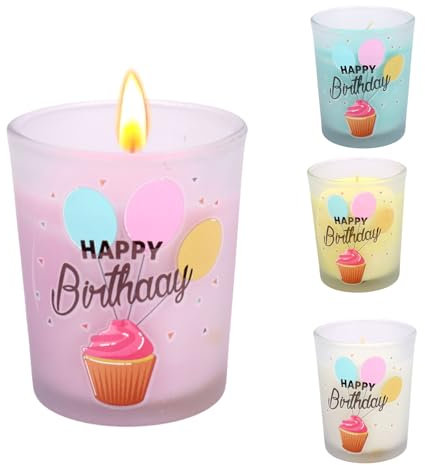 Bolosa Duftkerzen im Glas Rosenduft Geburtstagskerzen, Duftkerze Happy Birthday, Geburtstagsgeschenk für Frauen, Kerze mit Spruch, 150g Duftkerzen Geburtstag, Geschenk Geburtstag Frau