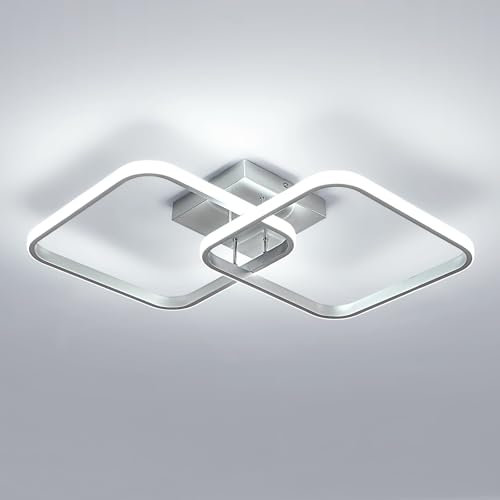 Toolight Lamparas de Techo Salon 42W 4725LM, Plafon LED Techo Moderno Blanco Frío 6500K, Cuadrado Luz de Techo Acrílico 64cm para Salón Dormitorio Cocina Comedor Pasillo, Plateado