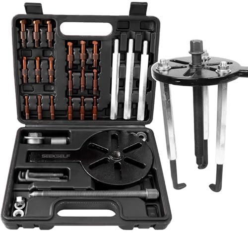 SEEKSELF 21-in-1 Bearing Puller Set for Internal External Bearings, Blind Hole Bearing Extractor, 3-Jaw Hook Puller, Bearing Removal Tool, Black