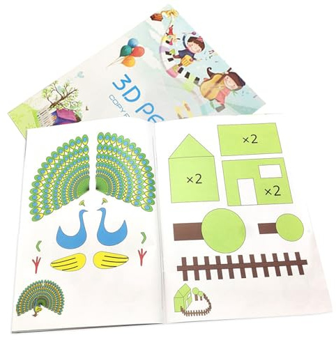 Zeichenbuch mit 3D-Druckstiften, Zeichenbuch für den 3D-Stift, 3D-Druckpapier, Schablone mit 40 wiederverwendbaren Farbmustern mit 2 transparenten Platten