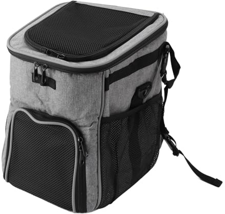 Hundcykelkorg, Cykelhundbärare Avtagbar Hundbärare Ryggsäck Andas Husdjur Resväska Hundcykel Bärare för små Medelkatter och Hundar, 11.42x11.81x14.57in (Grå)