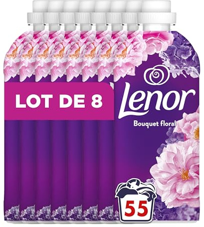 Lenor Adoucissant 440 Lavages (55x8), Parfum Bouquet Floral , 24H De Fraîcheur Relaxante, Avec Une Touche D’Huiles Essentielles, Testé Dermatologiquement, Fabriqué En France
