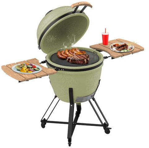 Cecotec Keramikgrill Holzkohlegrill DragonFire 6000. Beständig bis 1000 ºC, Durchmesser 60 cm, Rise & Feast System, Hermetische Kammer, Sichere Räder, Integriertes Thermometer, Griff, Räuchern, Backen