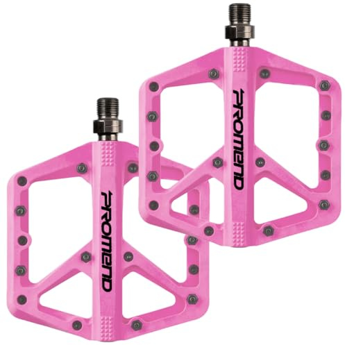 Mountain Bike Pedals - Durable Nylon DU Bearing Platform Pedals for MTB and BMX (Pink)