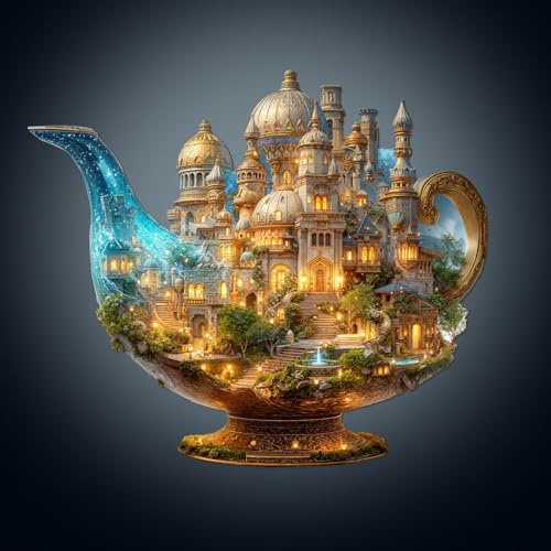 WOODBESTS Puzzle in legno per adulti, puzzle in legno con lampada magica WorId, puzzle per adulti in legno tagliato a forma unica, regali di compleanno per gli amanti dei puzzle (L, 34 x 29,4 cm, 190