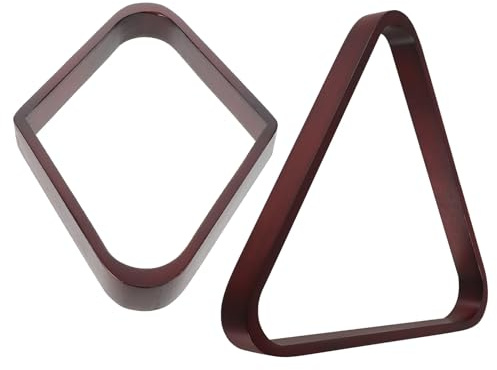 DEARMAMY Supporto per Triangolo da Biliardo in Legno Massello Rosso Vino 2 Pezzi Triangolo e Rombo per Tavolo da Biliardo Professionale, Accessorio Portapalle Compatto per Sala Giochi