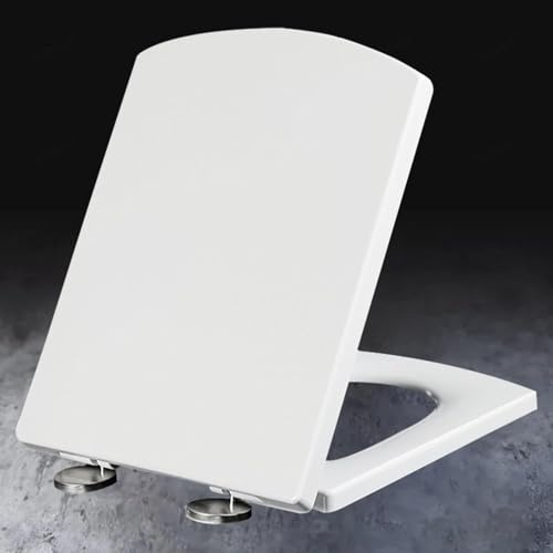 Asiento de inodoro de cierre suave con bisagras ajustables para una fácil limpieza