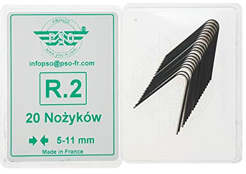 PSO 20 x skärkniv för däck R2 5–11 mm Rillfit Rubber Cut däck skärkniv profilkniv | Kompatibel med Rillfit och Rubber Cut mönsterskärare, runt skärblad i hög kvalitet, för mönsterskärning av däck
