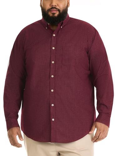 Van Heusen Big and Tall Herrskjorta, skrynkelfri, kortärmad rutig skjorta med knappar, XXL