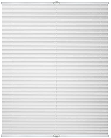 Lichtblick Plissee Klemmfix, ohne Bohren, verspannt, lichtdurchlässig, Blickdicht, mit eleganter Crushed Optik, Klemmträger mit Metallkomponente Weiß, 40 cm x 130 cm (B x L)