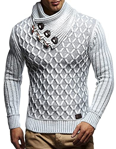 ORANDESIGNE Maglioni Uomo Invernali Collo Alto con Full Zip Pullover Giacca in Maglia Maglione Collo a Scialle a Maglia Grossa Sweater Invernale A Bianco M