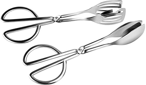 2 pack Küchenzangen, Gebäckzange, rostfreier Edelstahl Lebensmittelzange für Party, Edelstahl Salatzange Kuchenzange Grill-/Bratenzange