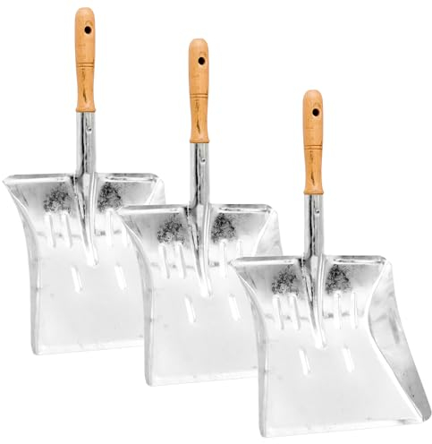 Lantelme 2 Stück Metall Kehrschaufel Set mit Holzgriff 22cm Arbeitsbreite | Robuste Metallschaufel für Werkstatt Haushalt und Garten | Schaufel Ideal als Kaminschaufel Ofenschaufel Glut Ascheschaufel