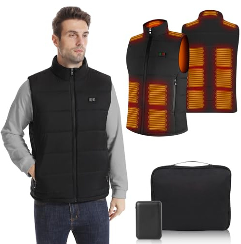 Rtdep Heated Gilet for Men, Heated Body Warmer Mens with 10000mah Battery Pack, Heated Vest with 8 Zone Heating, Heated Jackets for Men Work Thermal Vests, Motorcycle(2XL)