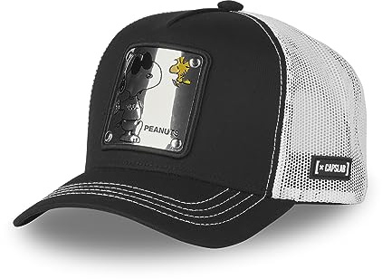 Capslab Snoopy Die Peanuts Schwarz Weiß Metallplatte Trucker Cap - One-Size