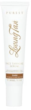 Loving Tan Purest Face Tanning Serum, Dark - Sunless Tanner Made From 97% Certified Organic & Naturally Derived Ingredients, 5+ Self Tanner Applications, Cruelty Free, Vegan - 1 Fl Oz
