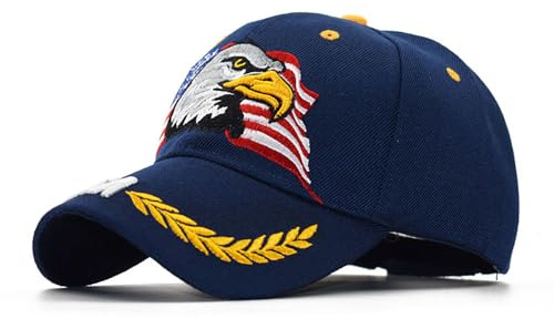 Casquette de baseball brodée avec drapeau USA et aigles - Chapeau américain pour homme et femme, L