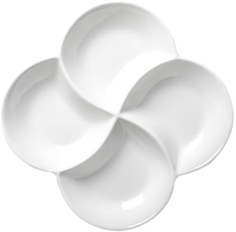 LABRIMP Appetizer Platter 4 Compartment Multi-grid Snack Plate Dried Fruit Dish Divided Serving Tray for Candies Nuts Elegant White Serving Platter for Entertaining