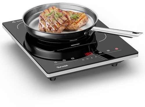 TOPWISH Portable Induction Cooktop, Hot Plate Countertop Burner with 10 Temp Levels, Timer, Auto-Shut-Off, Touch Panel, LED Display, Auto Pot Detection, Child Safety Lock