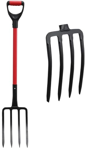 Oliynedy Pitch Fork for Hay, Heavy Duty Pitchfork for Garden, Broadfork Yard Garden Tools with 30 inch Metal Handle for Gardening Digging, Mulching