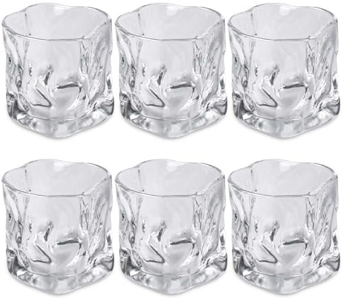 GBKDQQ Juego de 6 vasos de 200 ml con forma irregular, cristal de sodio de calcio, copas de vino, whisky, cócteles, agua, zumos
