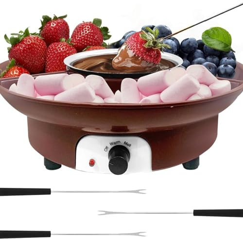 Juego De Olla De Fondue De Chocolate Eléctrico con 2 Horquillas De Inmersión, Máquina De Dulces De Queso De Chocolate De Fondue, Fundición De Chocolate para La Boda De Cumpleaños De La Pascua De