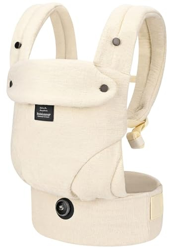 Bebamour Ergonomic Baby Carrier for Newborn to Toddler, Adjustable Seat Width with One-Hand Knob, Front & Back Carry Infant Carrier, Soft Cotton & Breathable Mesh, 3.6–14.9kg, 4–36 Months, Beige