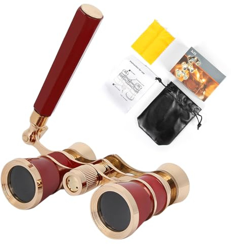 Opera Glasses Binoculars, 3X25 Concert Binoculars, High-Definition Optical Lens Adjustable Focus Button and Foldable Stretchable Handle Theater Glasses for Music Concert, Cinema