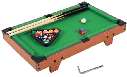QUXVUIS Mini Billiards Table Set Fun Family Game Includes Triangle Rack Balls Cue Sticks Educational Interactive Play Mini Pool Table Set Billiards Game Small