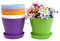 TSKDKIT 20cm Flower Pots and Saucers 6pcs Extra Large Plastic Plant Pots with Drip Trays for Indoor Outdoor Bonsai Plant, Colour Seeding Pots Garden Flower Container for Home Office Decoration(8in)