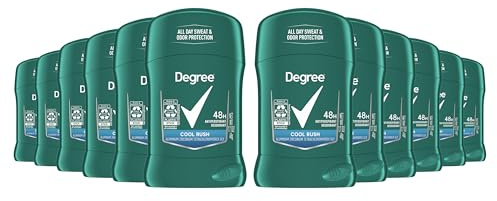 Degree Men Original Protection Antiperspirant Deodorant Cool Rush Pack of 12 48-Hour Sweat & Odor Protection Antiperspirant For Men 1.7 oz