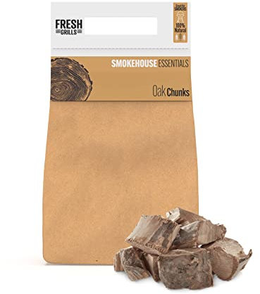 Fresh Grills Fumoir en bois de chêne 5 L (1,5 kg) - 100 % bois naturel pour four à pizza, barbecue Kamado, fumoir - Riche saveur fumée - Faible humidité, haute chaleur - Emballage respectueux de