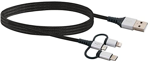 SCHWAIGER -LKU100 533-3-in-1 Sync & Ladekabel (1,5m) zum Synchronisieren oder zum Laden eines Gerätes | für Smartphone, Tablet, etc. | Idealer Begleiter im Alltag oder auf Reisen