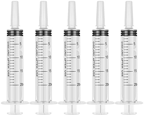 Yorgewd 5 pièces Seringue Alimentaire 20ml Seringue Plastique Seringue de Nourriture pour Oiseaux pour Alimentation Animale, la Mesure du Liquide, les Accessoires de Mascarade, L'arrosage