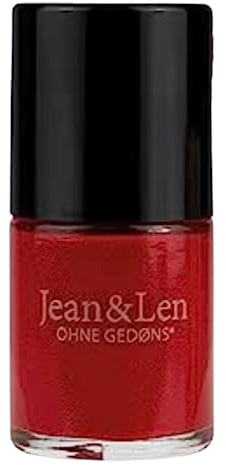 Jean & Len plant-based nail polish Tropical Red (202), schnelltrocknende Textur, hochpigmentierte Formel, pflanzenbasierter & veganer Nagellack, mit breitem Pinsel, ohne Silikone & Parabene, 12 ml