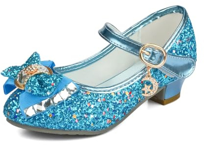 TRIWORIAE-Zapatos de Princesa Elegantes para Niñas de Tacón con Lentejuelas Purpurinas para Disfraz, Fiestas, Bodas