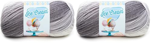 Lion Brand 100 Percent Acrylic Ice Cream Yarn, Cookies and Cream,10.89 x 10.89 x 22.32 cm (Pack of 2)