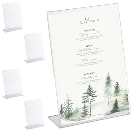 Relaxdays Set de 5 Soportes de Sobremesa, DIN A4, Folletos, Cartas de Menú y Fotos, Expositor de Acrílico, Transparente