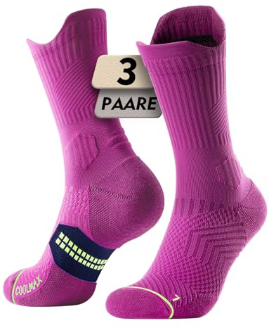 Chaussettes de course à pied à compression en viscose de bambou, évacuant l'humidité, anti-ampoules, pour la randonnée gym (FR/ES, Numérique, 38, 42, Taille normale, Taille normale, Rose Rouge)