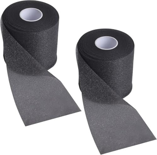 2 Rolle Schaum Tape 7cmx27m, Schaumverband Selbstklebend, Underwrap Sportsband Atmungsaktive, Vorverpackung Schaum Band, Elastische Binde Schwarz Weiß Beige für Handgelenk Knöchel Knie Bein (Schwarz)