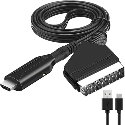 NOOYNOEO 1pcs SCART to HDMI HD Converter Direct Connection High Definition Converter for TVs, Gaming Consoles DVD Players