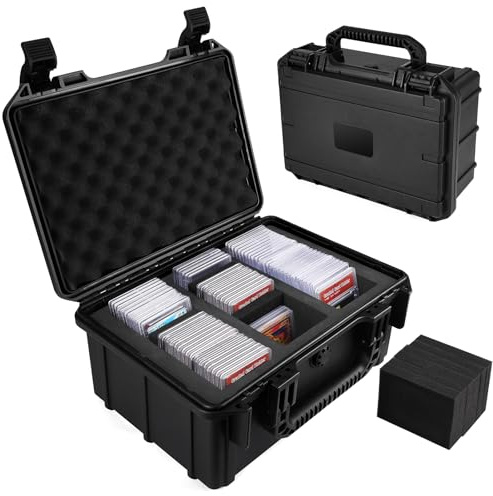 QINGUANG Graded Card Case Storage Box for PSA/CSG/CGC/BGS Collection | 3 Rows Waterproof PSA Slab Case | with 6 Foam Dividers | Fits for Graded Cards / One Touch / Toploaders