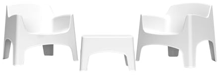 Totò Piccinni Set IBIZA 2 Poltrone impilabili e Tavolino in polipropilene dal design moderno MADE IN ITALY (Bianco, 2 Poltrone e Tavolino)