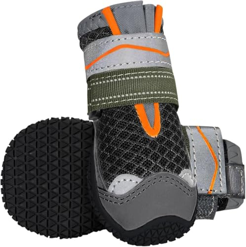 SlowTon Dog Boots for Injured Paws Waterproof, Non-Slip Paw Protector for Rainy Snowy Breathable for Hot Pavement, Puppy Shoes with Adjustable Reflective Strip Dual Washable for Small Medium Large Dog