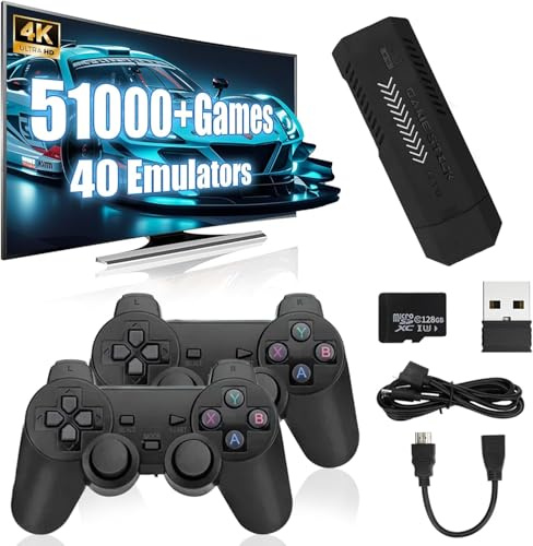Consola de videojuegos retro X2 Plus 4K Game Stick 3D HD controlador inalámbrico TV 50 emulador (128G 41000+juegos)