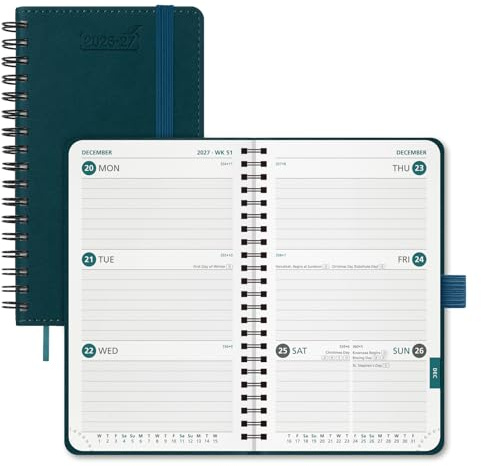 BEZEND Pocket Diary 2026-2027 Week to View Spiral Softcover A6 15.5 x 9 cm