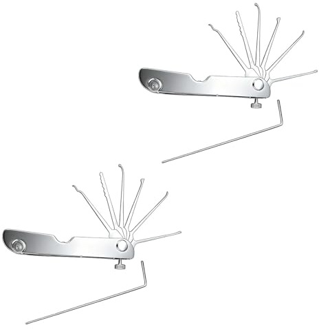 2 Pcs 7 in 1 Lock Picking Set, Lock Picking Kit Portable Folding, Lockpick Set Locksmith Repairing Tools Portable Folding Quick Opener, Portables Locksmith Tools Lockpicking Training Sets