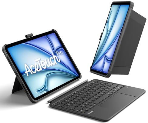 Inateck AceTouch Keyboard Case for iPad Air 11 inch M4 2026/M3/M2, iPad Air 5/4 10.9 inch, Detachable Keyboard with Multi-Touch Trackpad for iPad Pro 11 4/3/2/1Gen, with Pencil Holder, UK Layout
