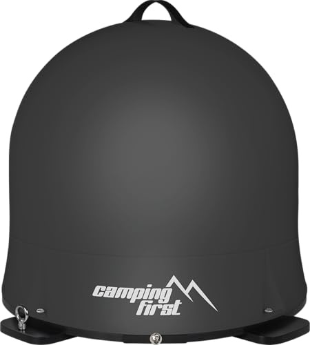 Camping First Satmex Dome – Antena Satelital (Totalmente automática, orienta Astra 19,2° Este, cúpula Robusta, sin alimentación Adicional, Ideal para Camping y Viajes) – Antracita